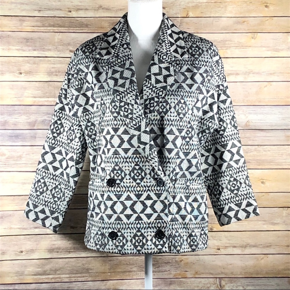 GAP • Aztec Print Textured Boho Peacoat Blazer